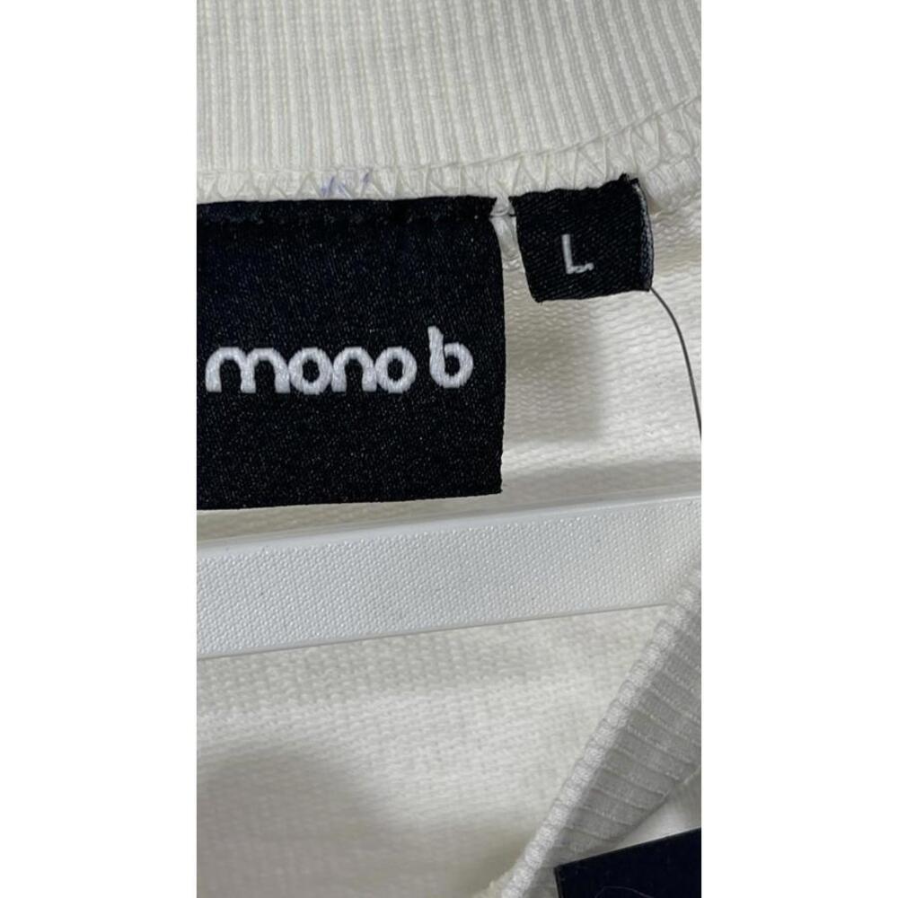NWT Mono B Twist-Front Terry 100% Cotton Long Sleeve White/Ivory Pullover Sz L - Picture 5 of 6